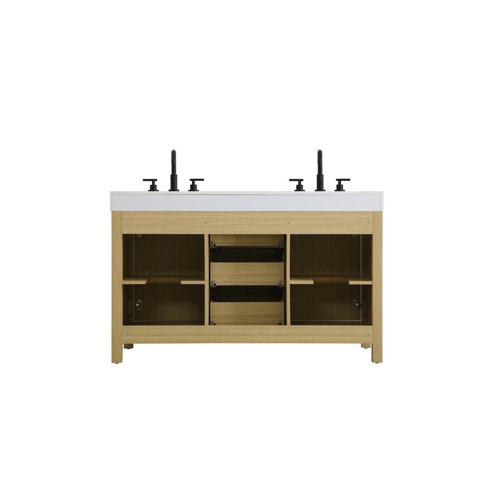 54 inch Double Bathroom Vanity In Honey Brown