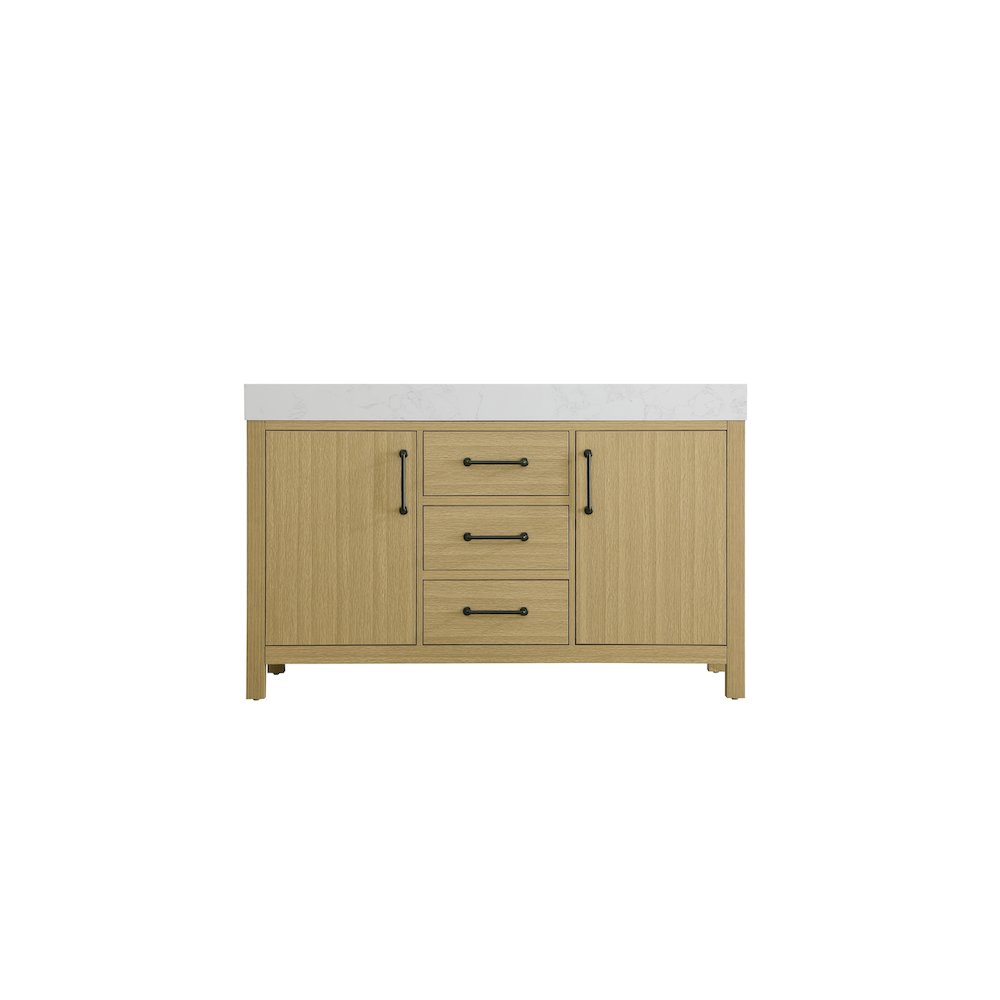 54 inch Double Bathroom Vanity In Honey Brown