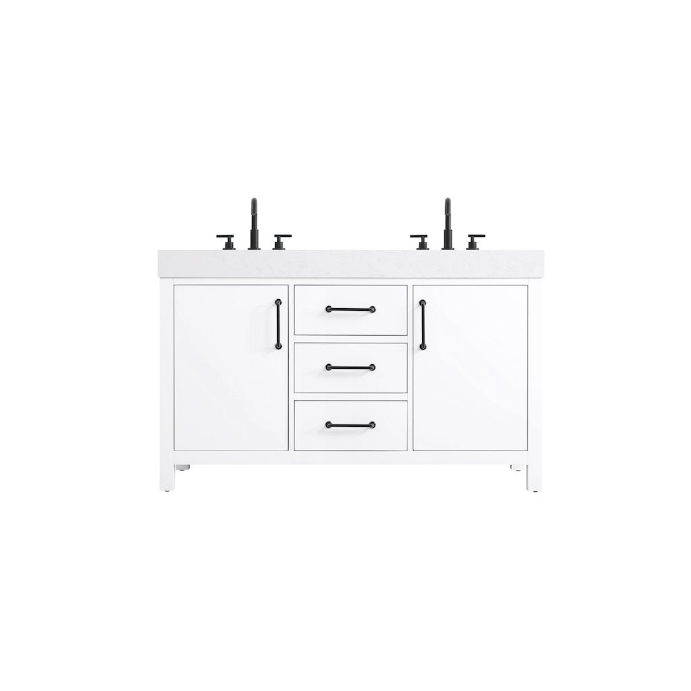 54 inch Double Bathroom Vanity In White