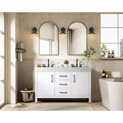 54 inch Double Bathroom Vanity In White