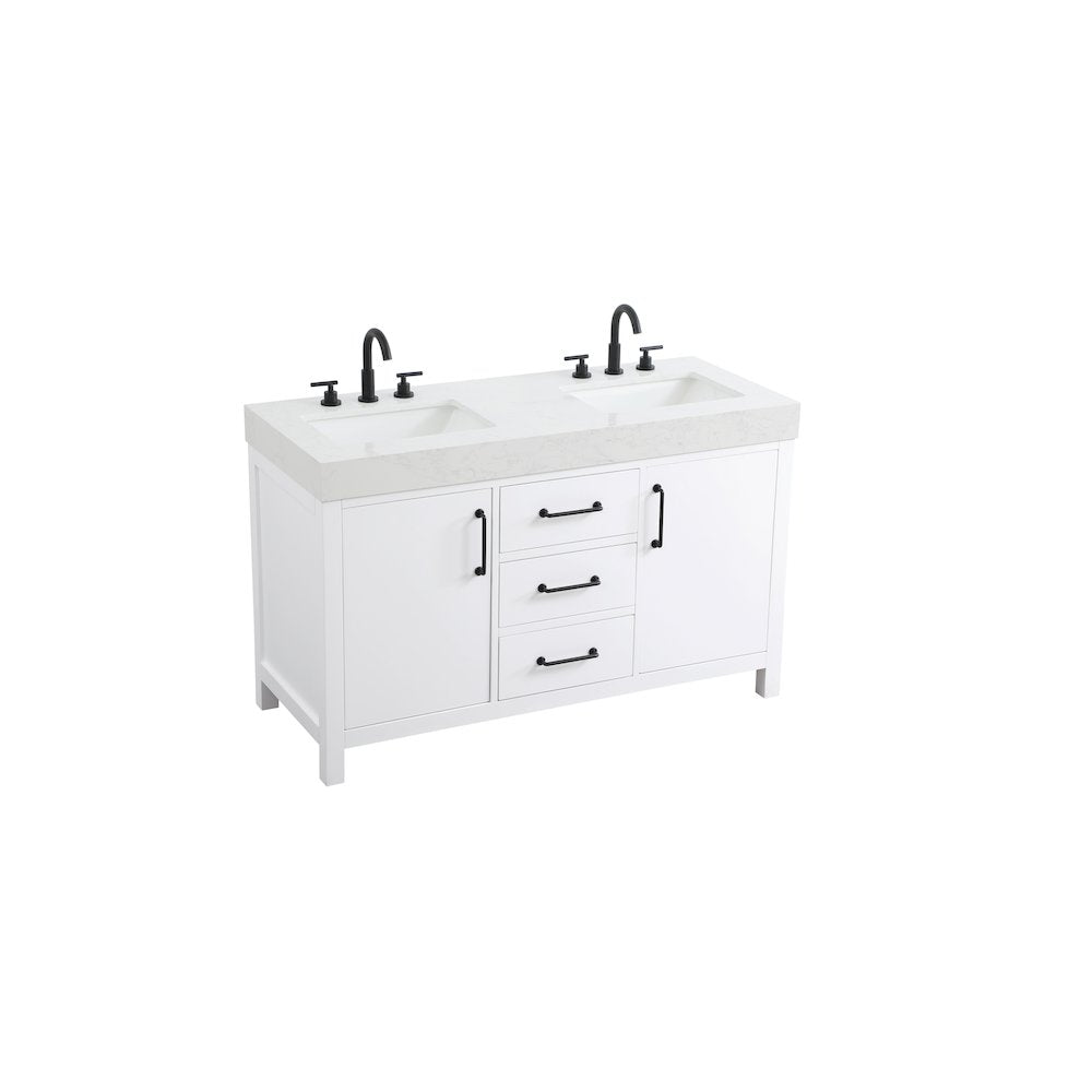 54 inch Double Bathroom Vanity In White