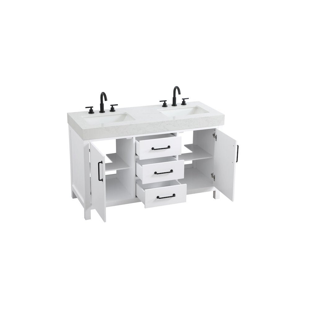 54 inch Double Bathroom Vanity In White