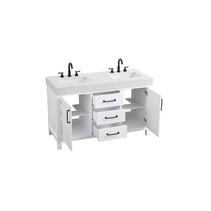 54 inch Double Bathroom Vanity In White