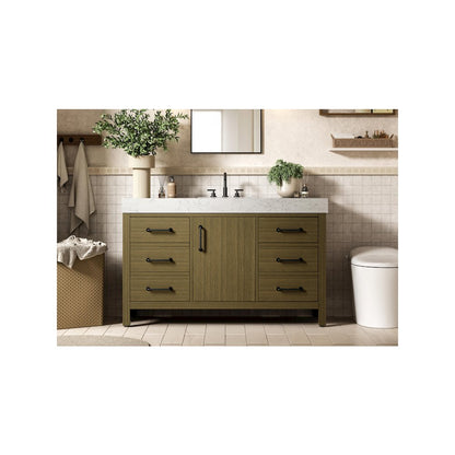 54 inch Single Bathroom Vanity In Chestnut Brown