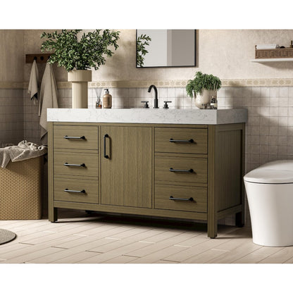 54 inch Single Bathroom Vanity In Chestnut Brown