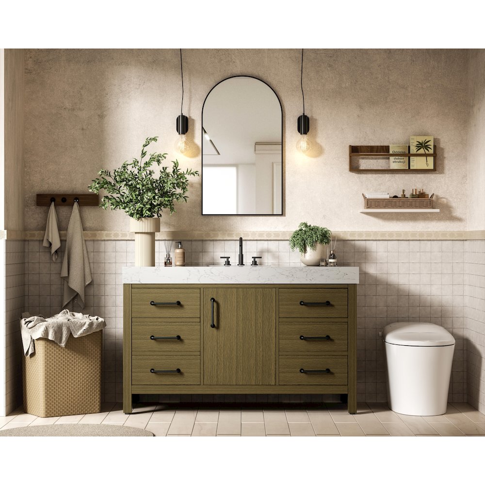 54 inch Single Bathroom Vanity In Chestnut Brown