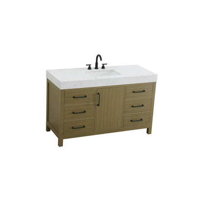 54 inch Single Bathroom Vanity In Chestnut Brown