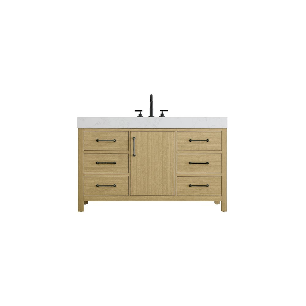 54 inch Single Bathroom Vanity In Honey Brown