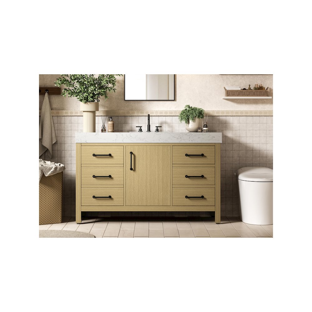 54 inch Single Bathroom Vanity In Honey Brown