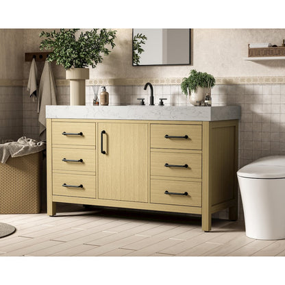 54 inch Single Bathroom Vanity In Honey Brown