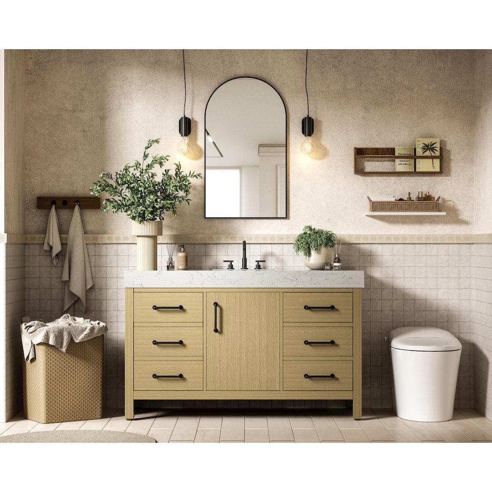 54 inch Single Bathroom Vanity In Honey Brown