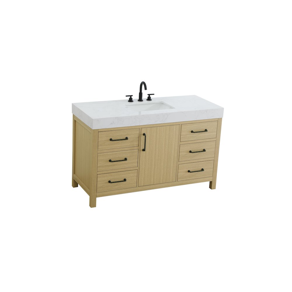 54 inch Single Bathroom Vanity In Honey Brown