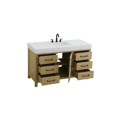 54 inch Single Bathroom Vanity In Honey Brown