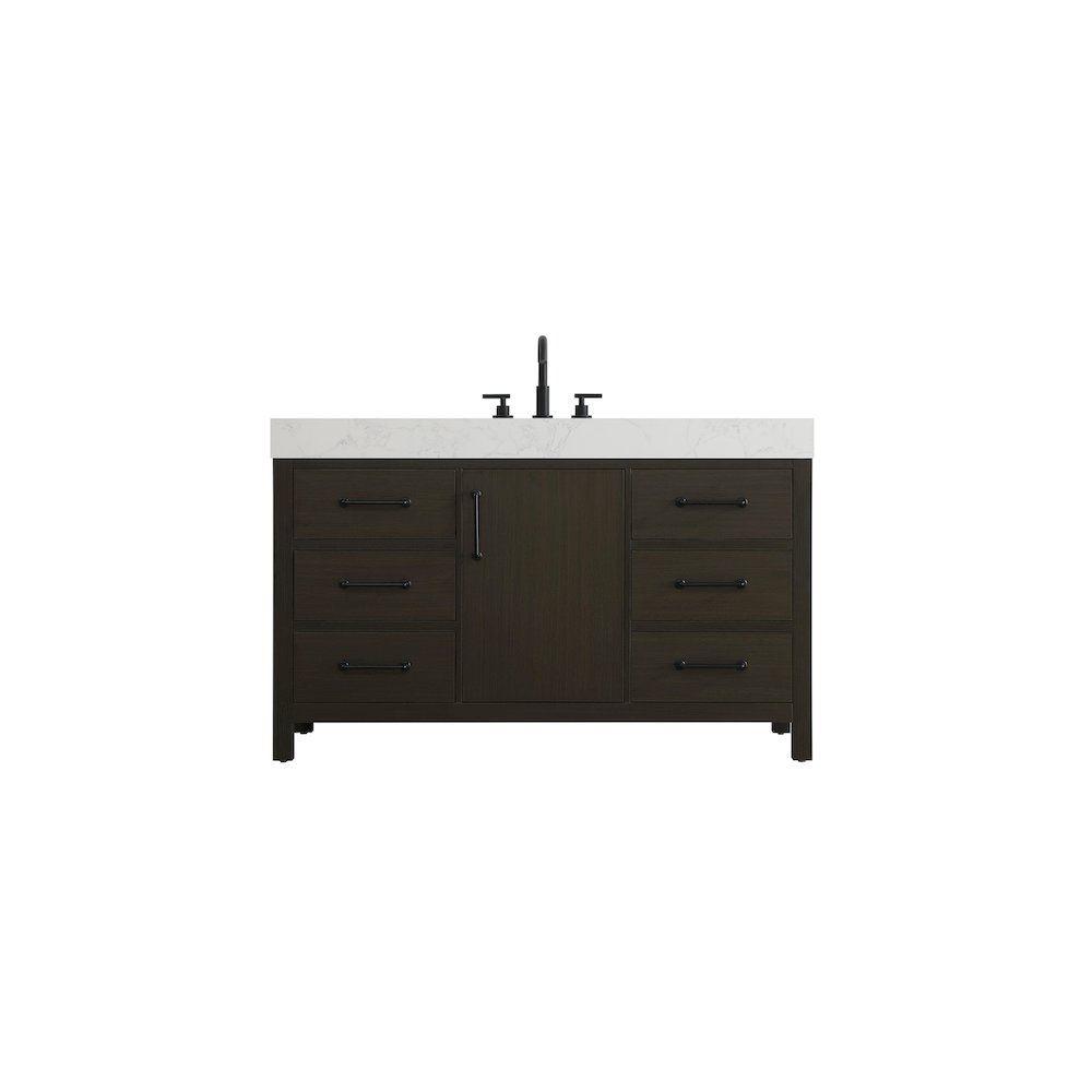 54 inch Single Bathroom Vanity In Mocha Brown