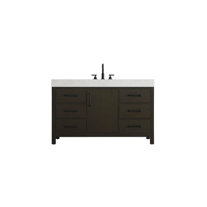 54 inch Single Bathroom Vanity In Mocha Brown