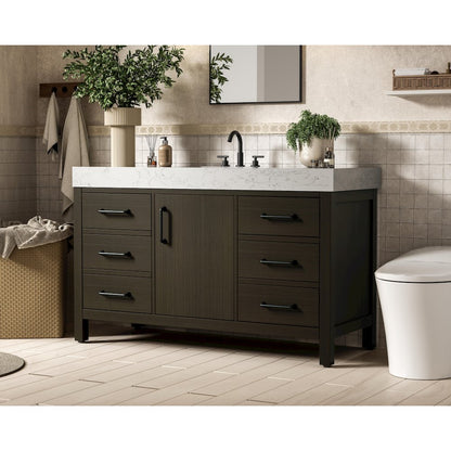 54 inch Single Bathroom Vanity In Mocha Brown