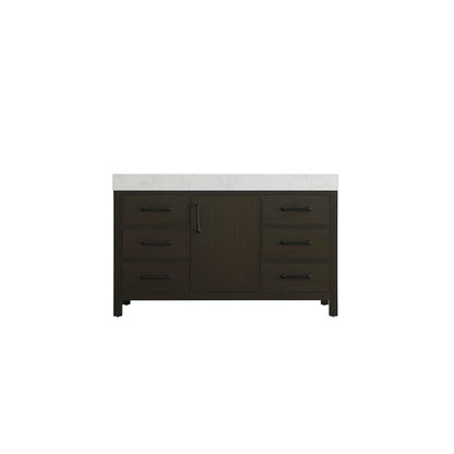 54 inch Single Bathroom Vanity In Mocha Brown