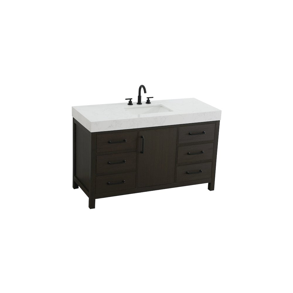 54 inch Single Bathroom Vanity In Mocha Brown