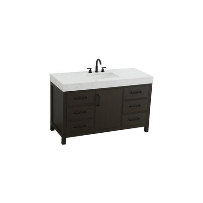 54 inch Single Bathroom Vanity In Mocha Brown