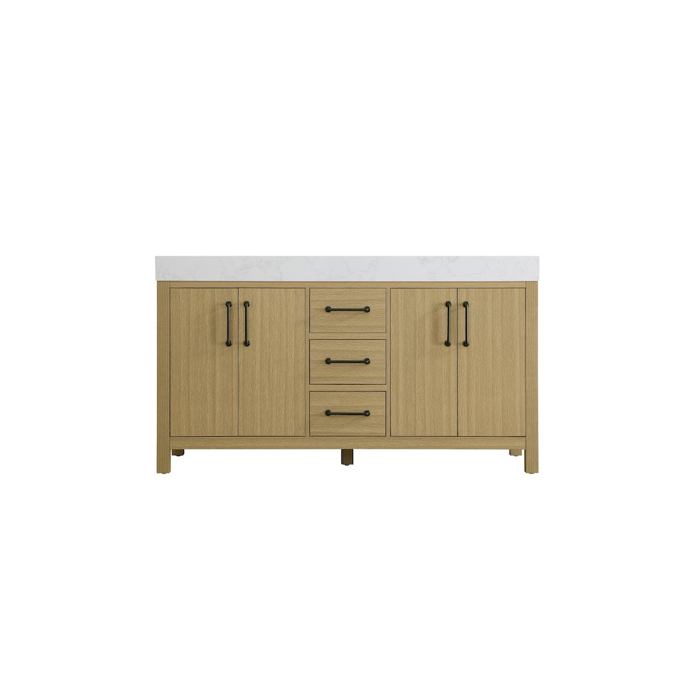 60 inch Double Bathroom Vanity In Honey Brown
