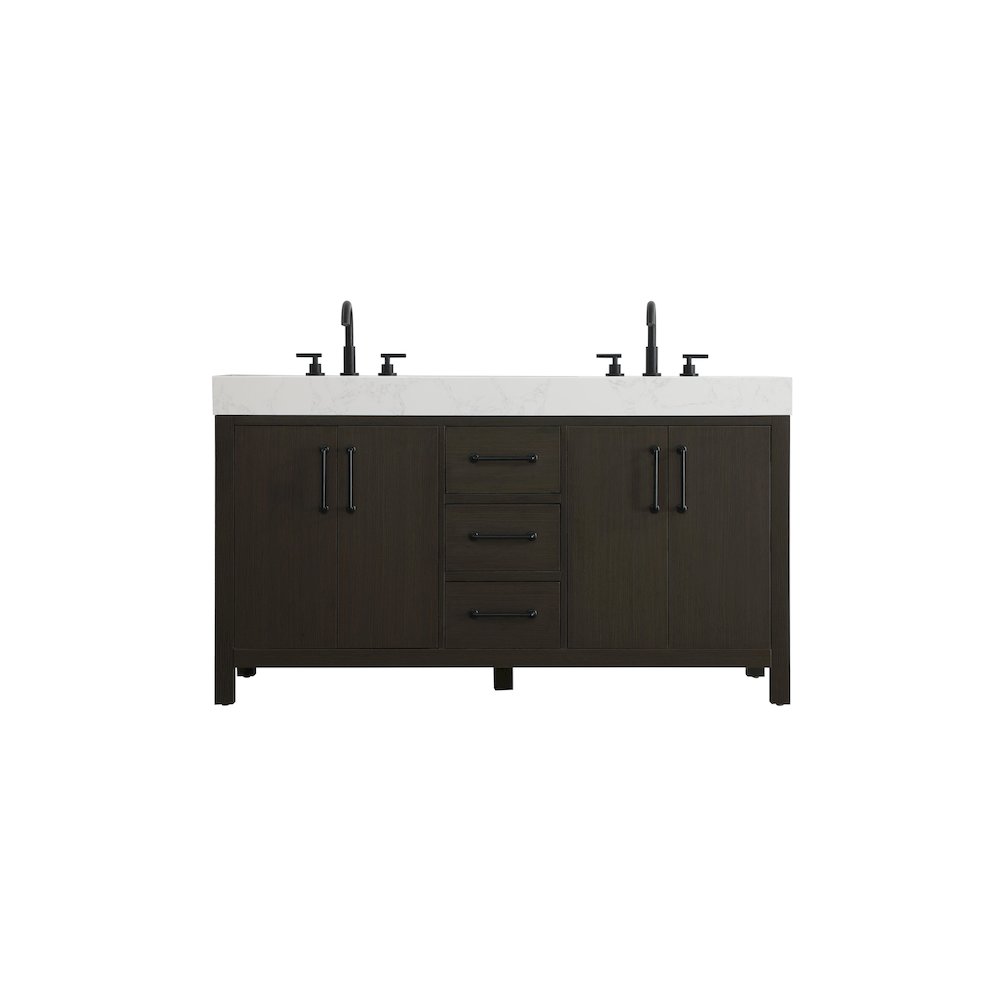 60 inch Double Bathroom Vanity In Mocha Brown