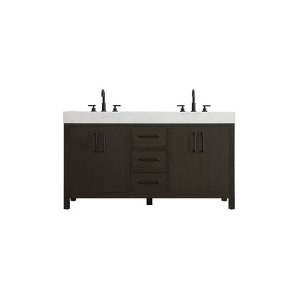 60 inch Double Bathroom Vanity In Mocha Brown