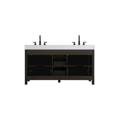 60 inch Double Bathroom Vanity In Mocha Brown