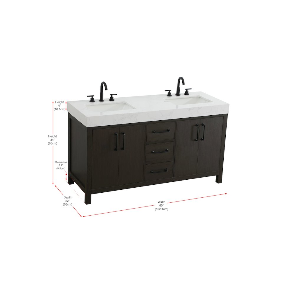 60 inch Double Bathroom Vanity In Mocha Brown