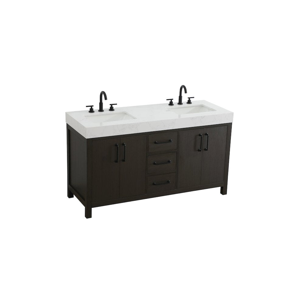 60 inch Double Bathroom Vanity In Mocha Brown