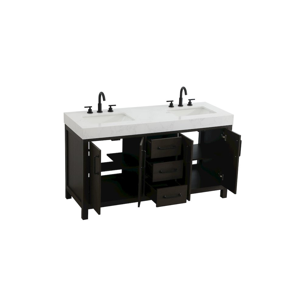 60 inch Double Bathroom Vanity In Mocha Brown