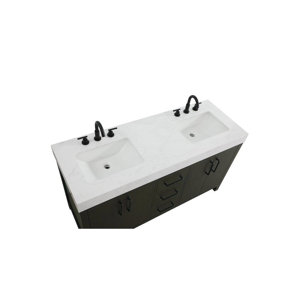 60 inch Double Bathroom Vanity In Mocha Brown