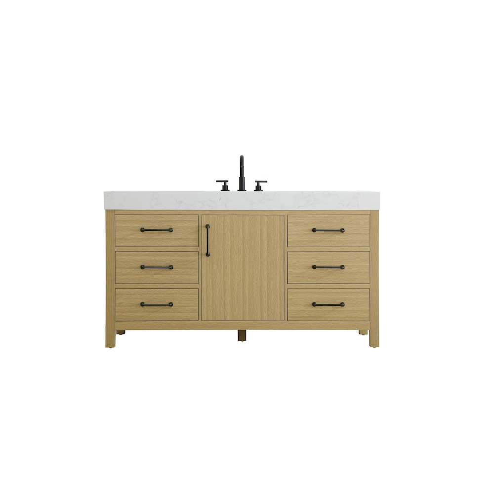 60 inch Single Bathroom Vanity In Honey Brown