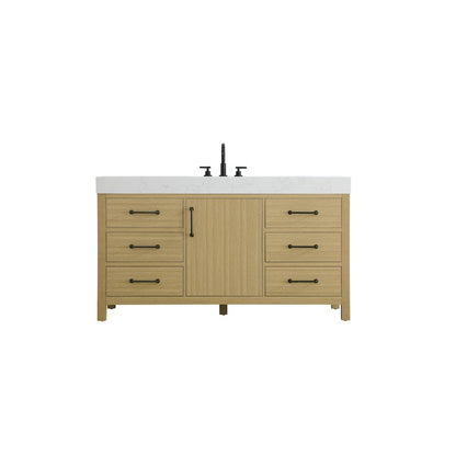 60 inch Single Bathroom Vanity In Honey Brown