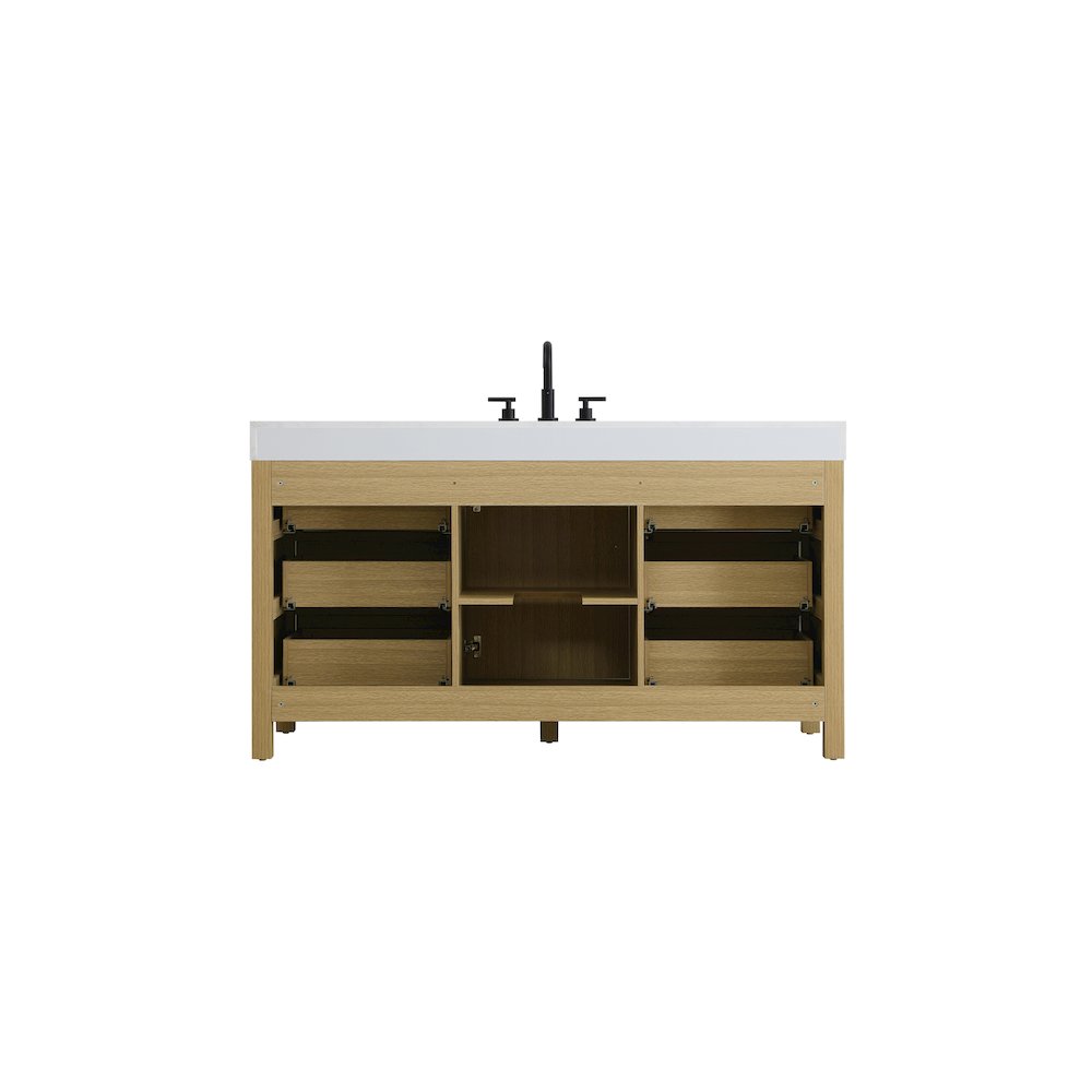 60 inch Single Bathroom Vanity In Honey Brown