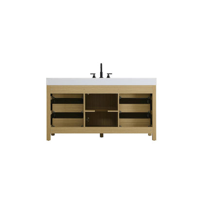 60 inch Single Bathroom Vanity In Honey Brown