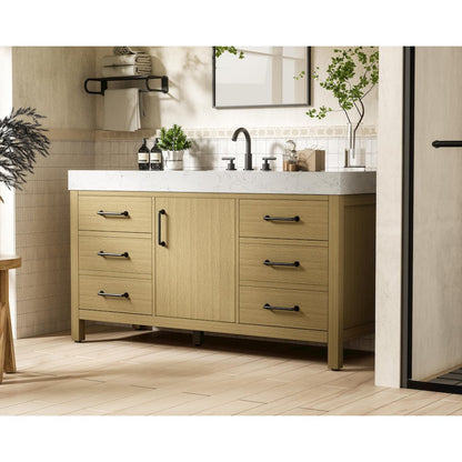 60 inch Single Bathroom Vanity In Honey Brown