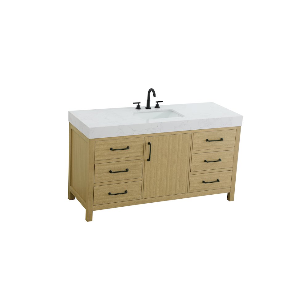 60 inch Single Bathroom Vanity In Honey Brown
