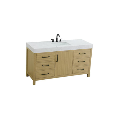 60 inch Single Bathroom Vanity In Honey Brown