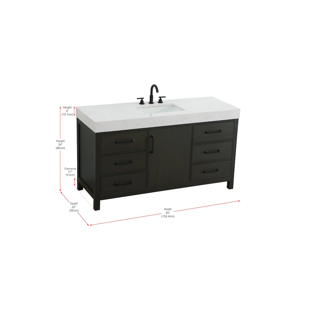 60 inch Single Bathroom Vanity In Mocha Brown
