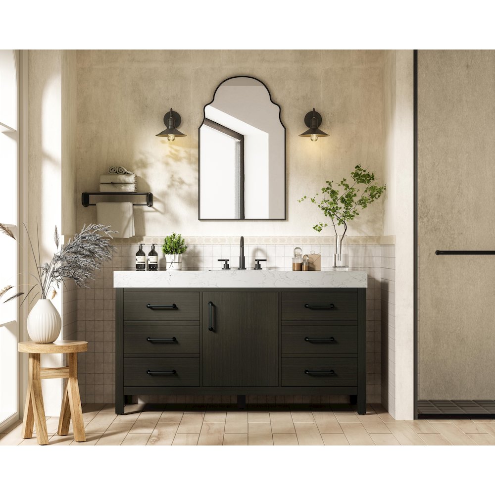 60 inch Single Bathroom Vanity In Mocha Brown