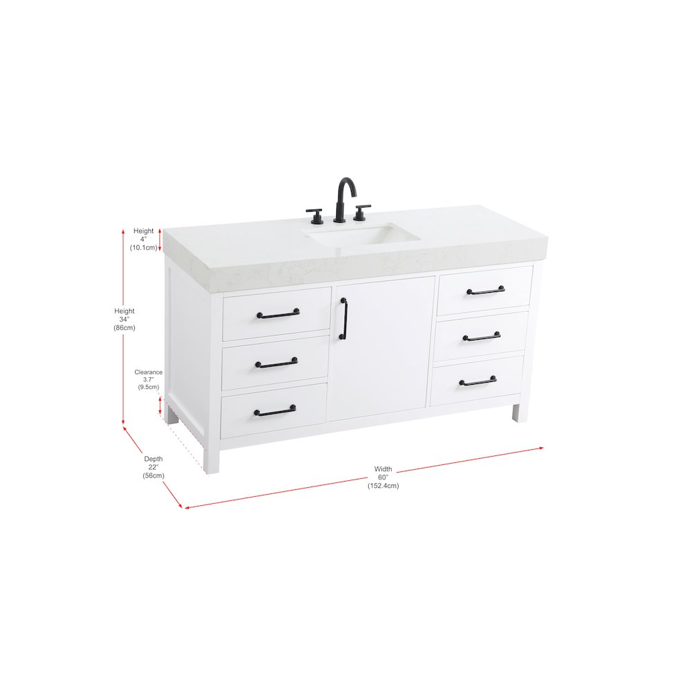 60 inch Single Bathroom Vanity In White