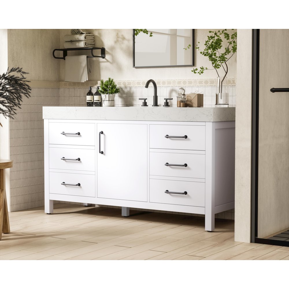60 inch Single Bathroom Vanity In White