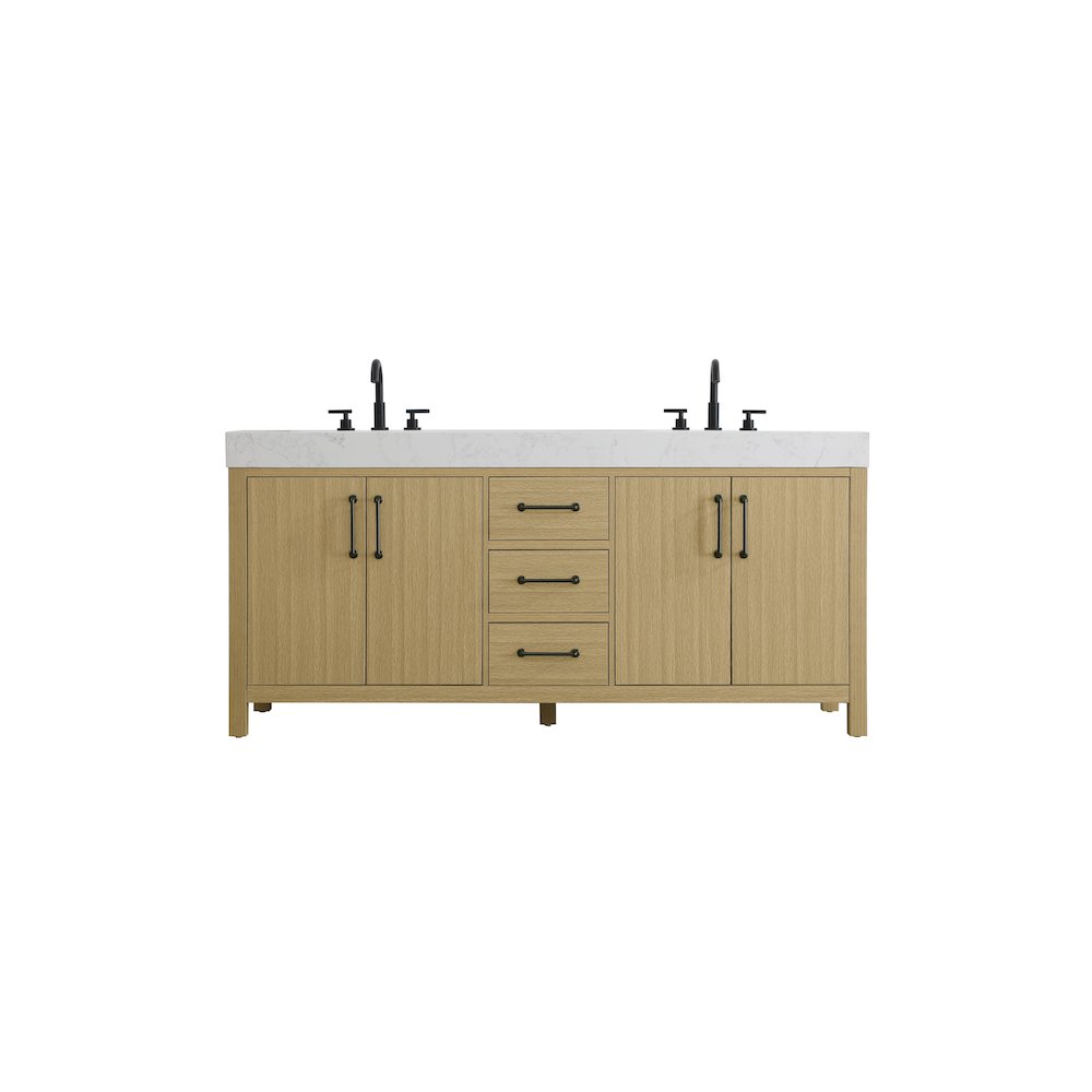 72 inch Double Bathroom Vanity In Honey Brown