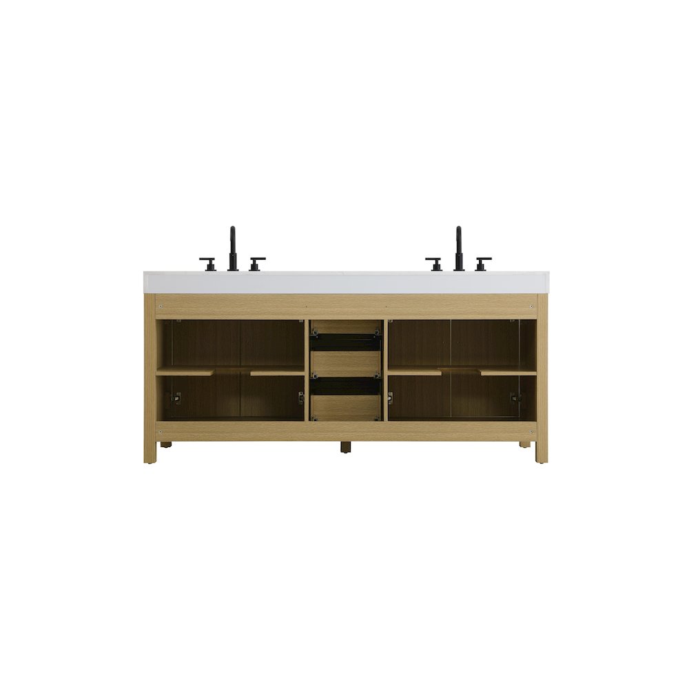 72 inch Double Bathroom Vanity In Honey Brown