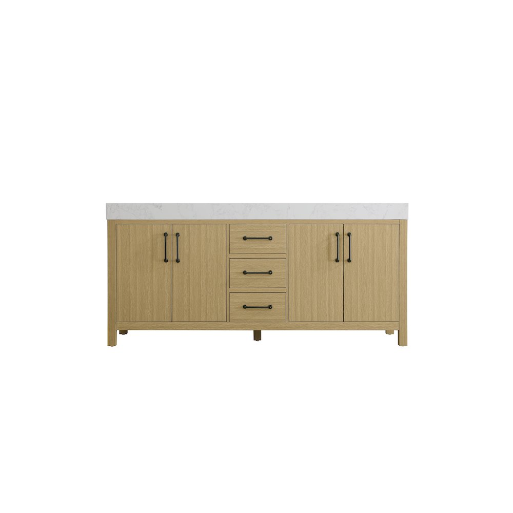 72 inch Double Bathroom Vanity In Honey Brown