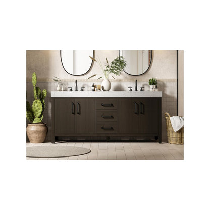 72 inch Double Bathroom Vanity In Mocha Brown