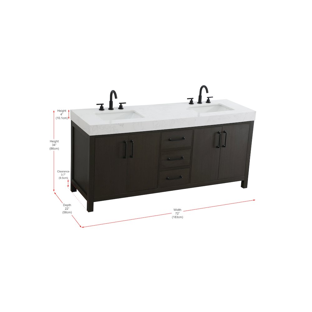 72 inch Double Bathroom Vanity In Mocha Brown