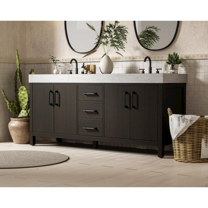 72 inch Double Bathroom Vanity In Mocha Brown