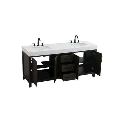 72 inch Double Bathroom Vanity In Mocha Brown