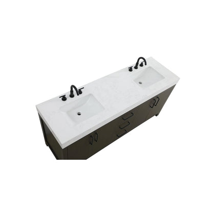 72 inch Double Bathroom Vanity In Mocha Brown